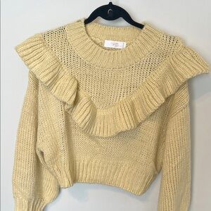 Elegant Ruffle Knit Sweater in Cream